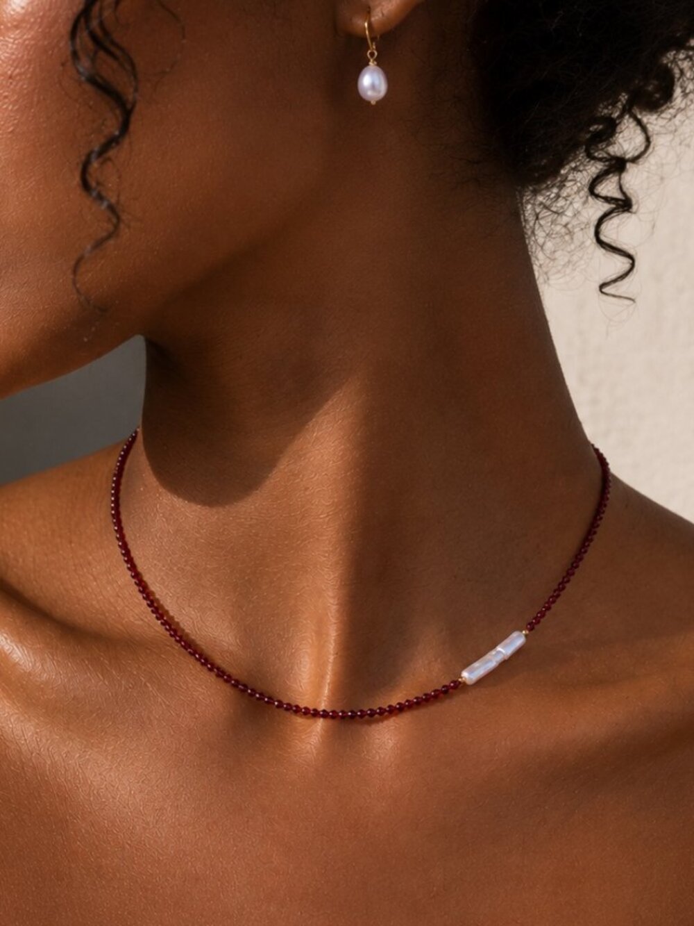 On a Crimson Tide | Unisex Red Spinel & Baroque Pearl Necklace